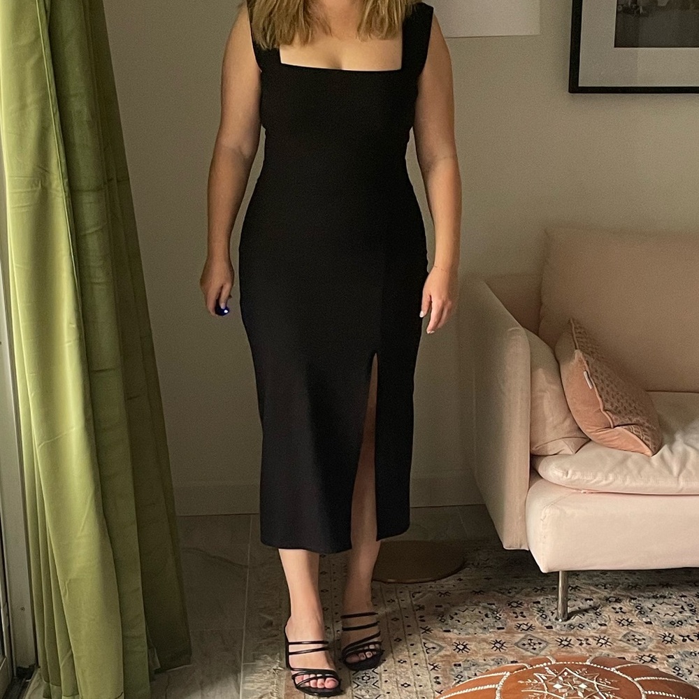 Reformation Black Midi Dress L